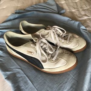 Puma Super Liga Men’s White/Navy Leather Shoes 10.5